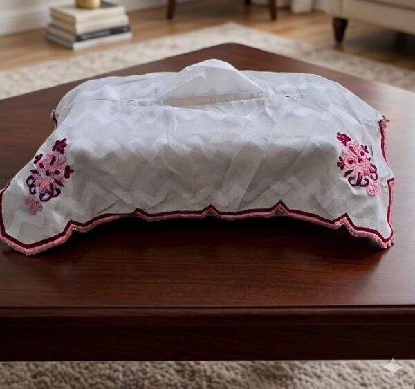 TISSUE BOX WITH EMBROIDRED COVER,,,