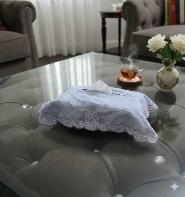 TISSUE BOX WITH EMBROIDRED COVER,,,