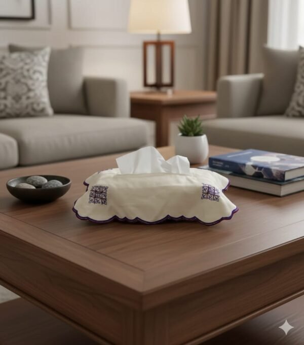 TISSUE BOX WITH EMBROIDRED COVER,,,